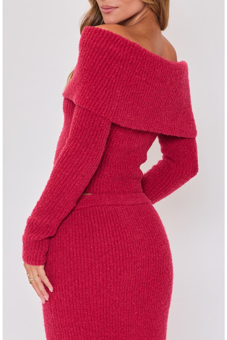 Ruby Off the Shoulder Crop Sweater, Alternate, color, WINE