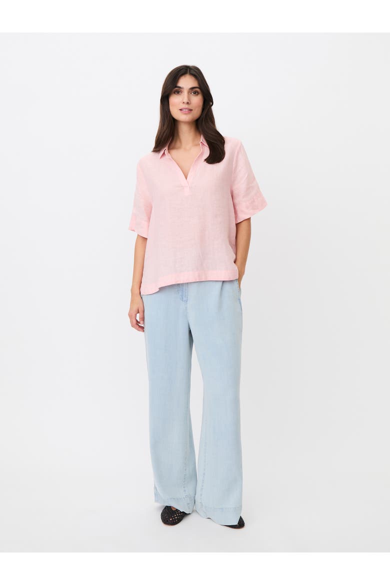 Mabrevia Relaxed Linen Collared Shirt, Alternate, color, Strawberry Cm