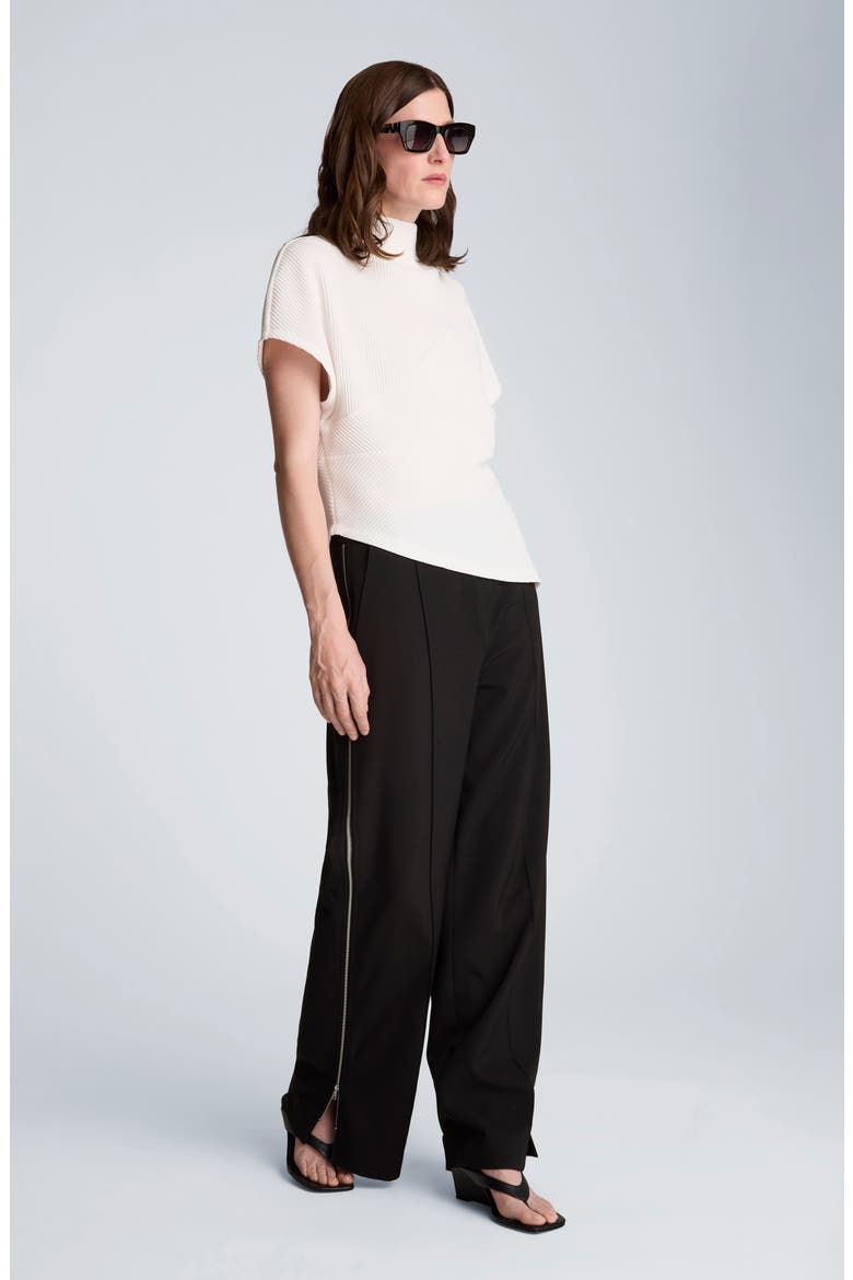 High Waist Pintuck Wide Leg Pants, Alternate, color, BLACK