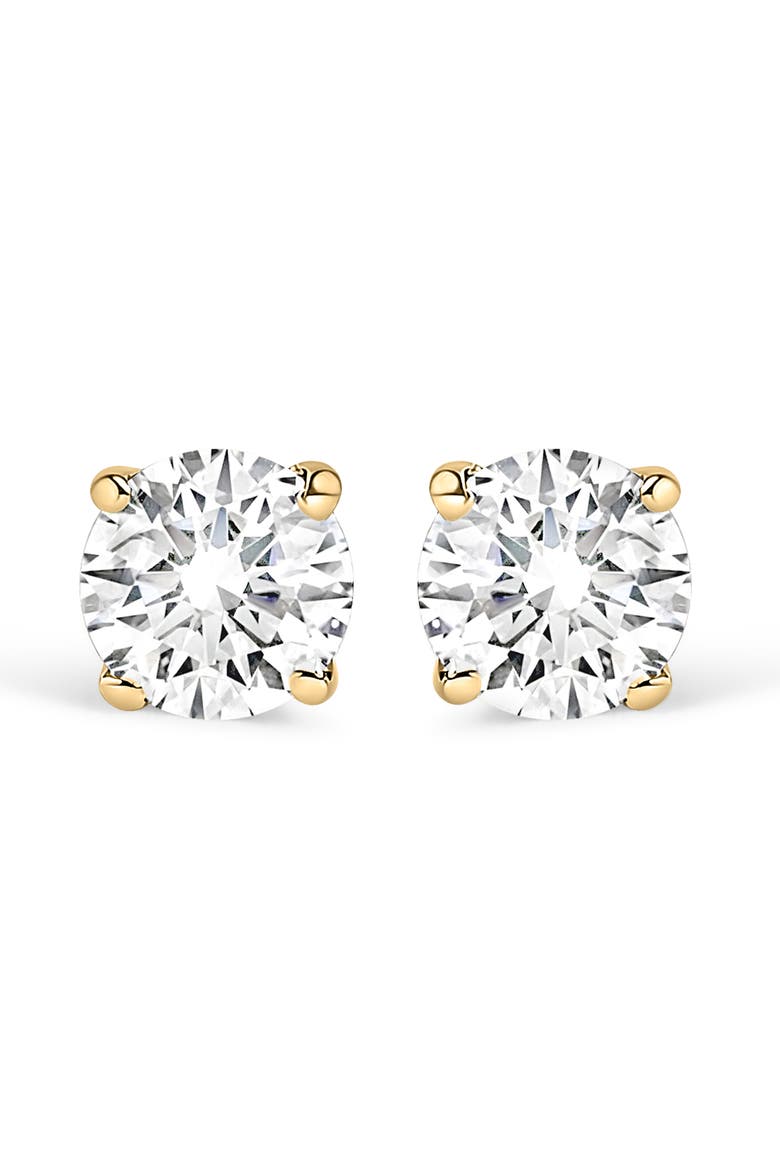14K Gold 1.0 Cttw Lab Grown Diamond Solitaire Stud Earrings, Main, color, Yellow