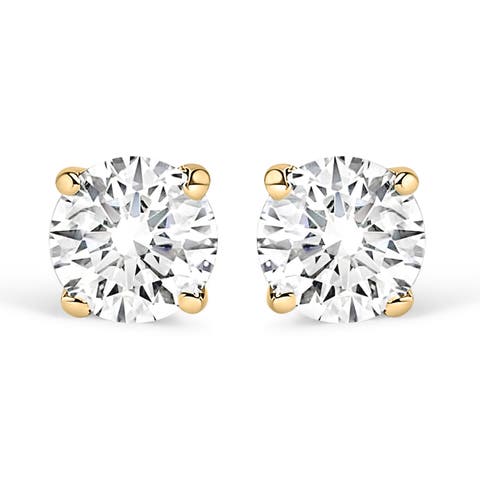 14K Gold 1.0 Cttw Lab Grown Diamond Solitaire Stud Earrings