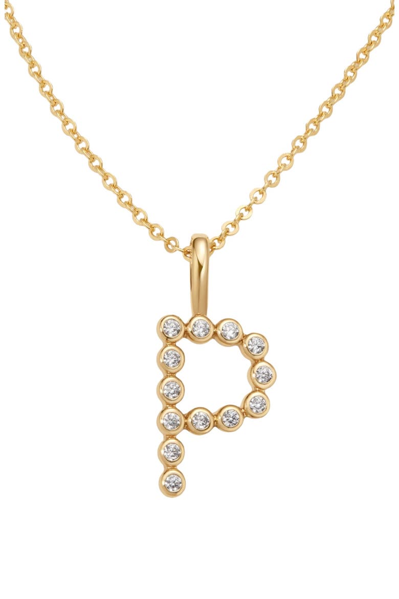CZ Poppy Initial Necklace, Main, color, Gold Vermeil Initial P
