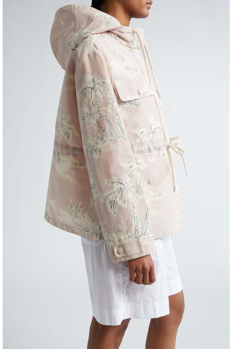 Marpe Palm Print Hooded Jacket, Alternate, color, BEIGE