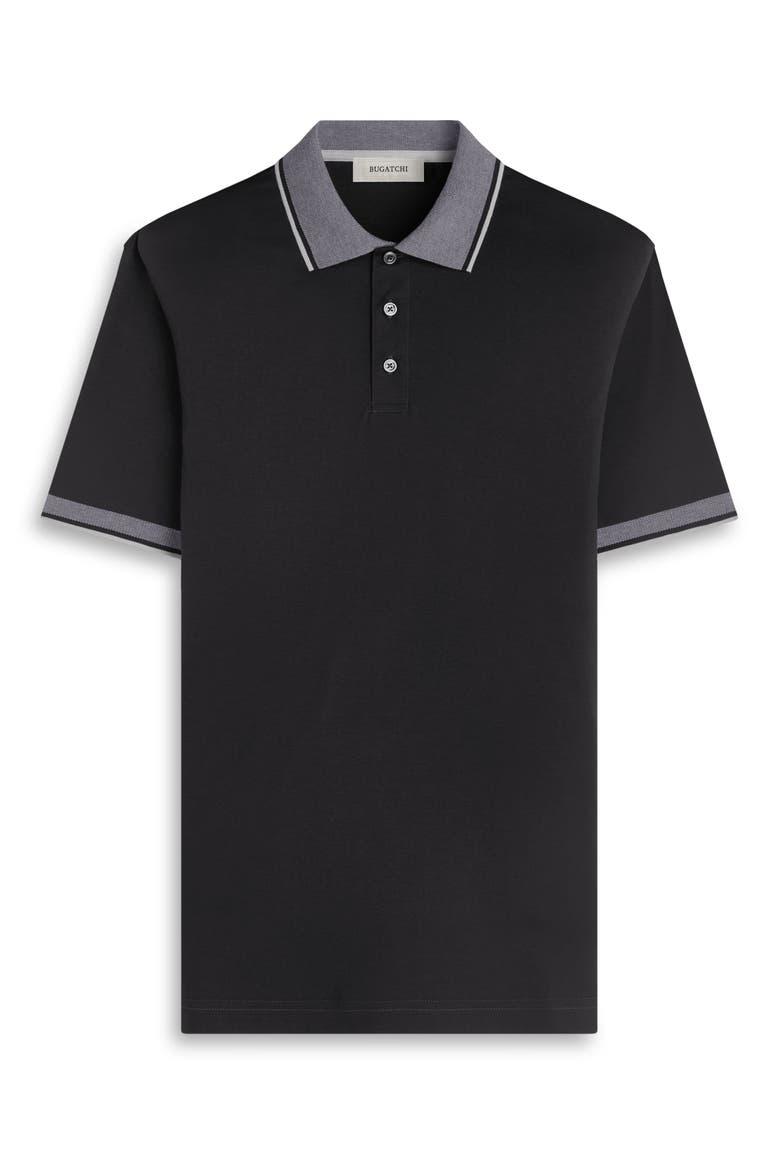 Tipped Pima Cotton Piqué Polo, Alternate, color, BLACK
