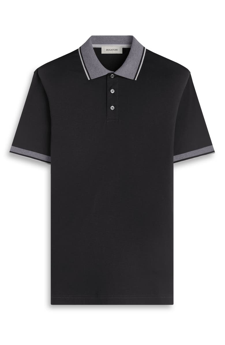 Bugatchi Tipped Pima Cotton Piqué Polo, Alternate, color, Black