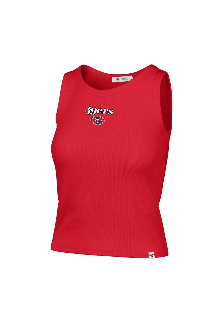 Women's '47  Scarlet San Francisco 49ers Cropped Straight Cut Ribbed Baby Tank Top, Alternate, color, Scarlet
