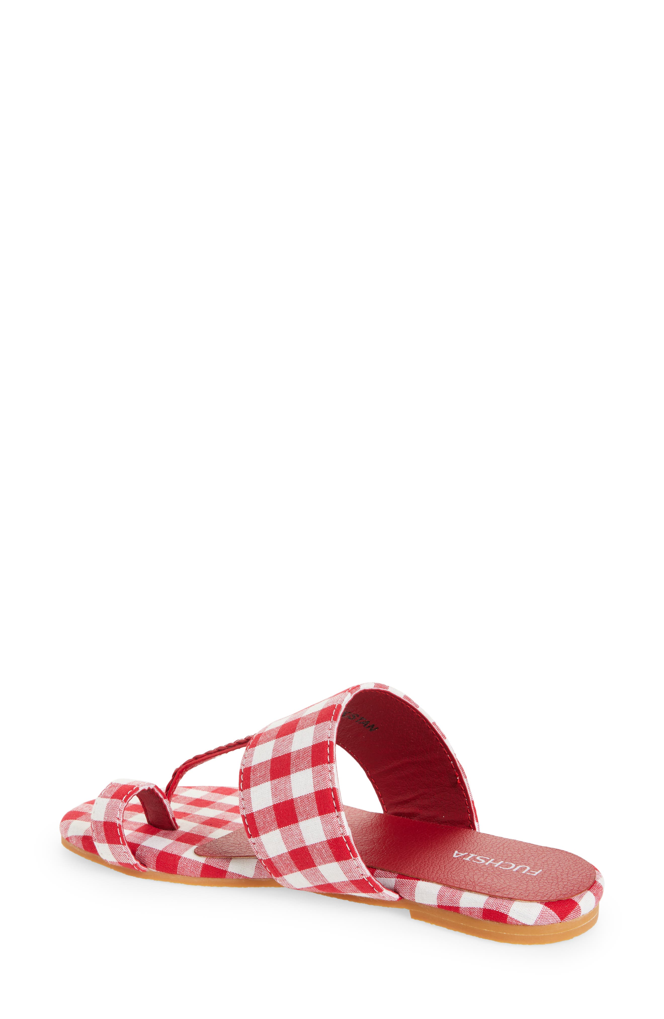 FUCHSIA Gingham Toe Sandal, Alternate, color, Red White