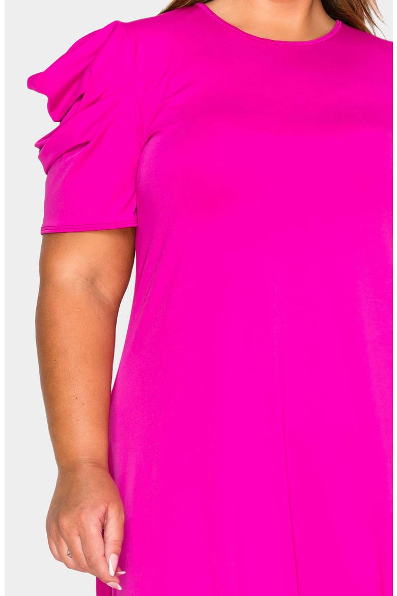 Aleyna Puff Sleeve A-Line Dress, Alternate, color, NEON FUCHSIA