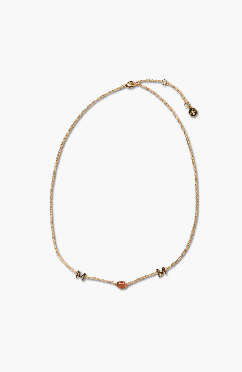 Nickel & Suede Football Mom Necklace, Main, color, Football