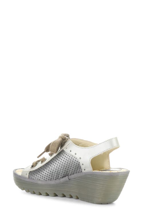 Shop Fly London 'yuta' Platform Wedge Sandal In 018 Silver/plomo