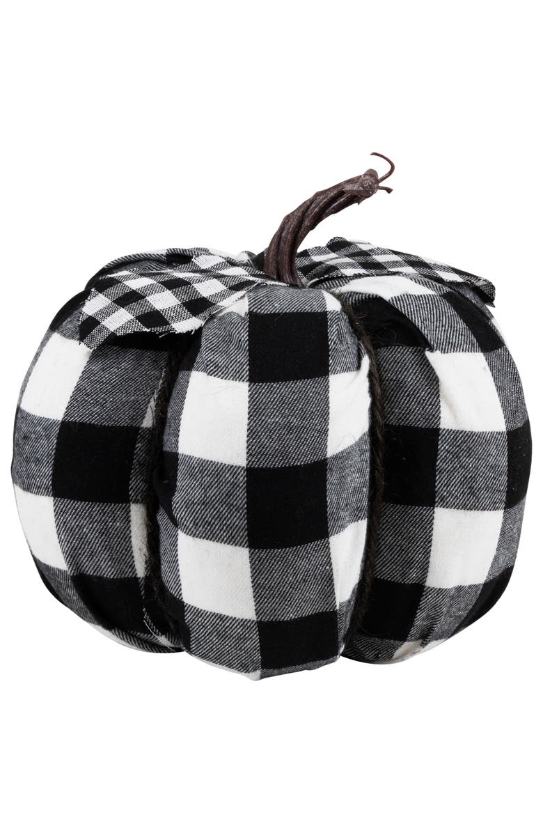 Northlight Buffalo Check Fall Harvest Pumpkin - 7" - Black and White, Main, color, 