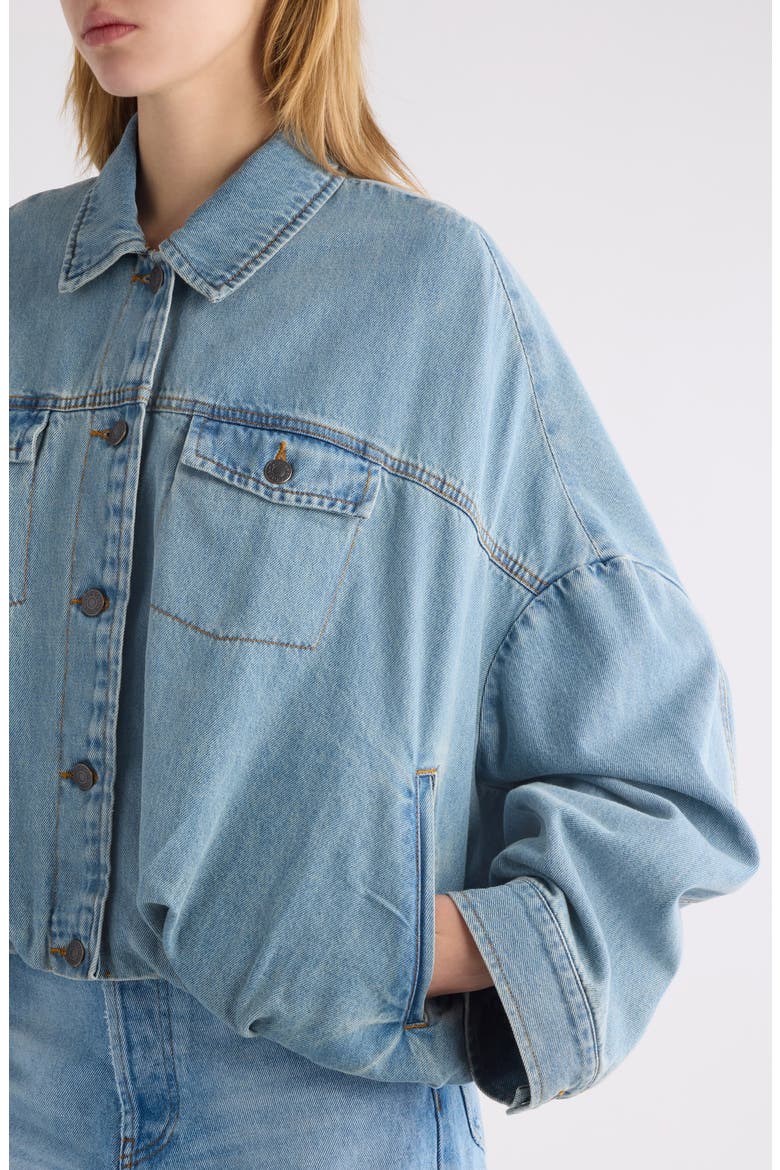 Vesto Bubble Hem Denim Jacket, Alternate, color, DENIM