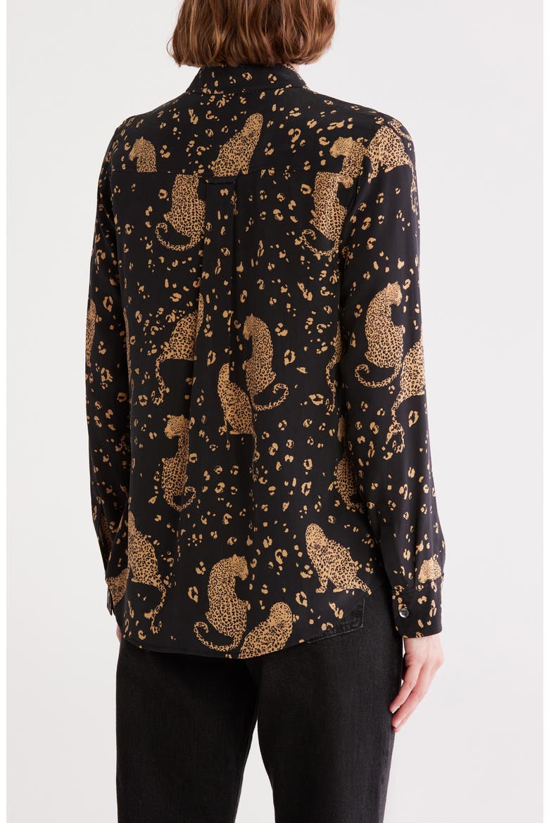Kate Leopard Silk Button-Up Shirt, Alternate, color, NOIR LEOPARD
