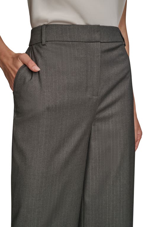 Donna Karan New York Flat Front Pinstripe Pants In Gray