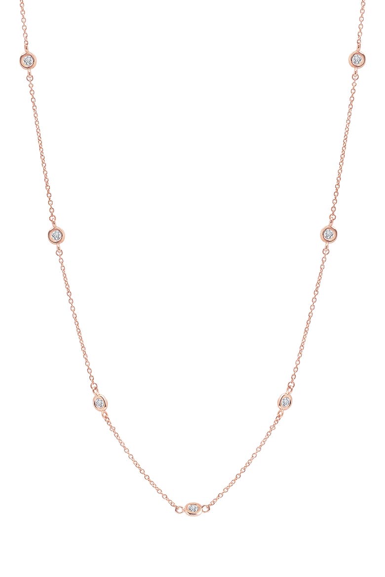 Cubic Zirconia Bezel Necklace, Main, color, 18KT ROSE GOLD/ CLEAR STONE