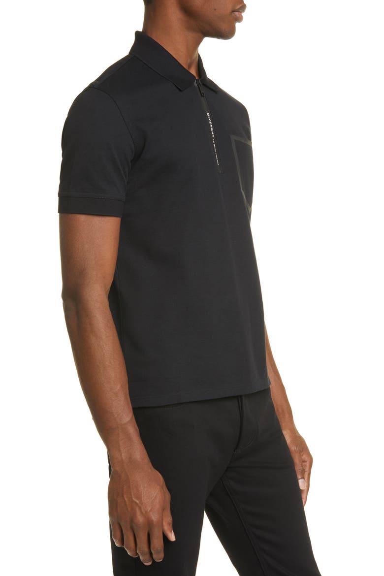 Address Slim Fit Black Short Sleeve Zip Polo, Alternate, color, BLACK