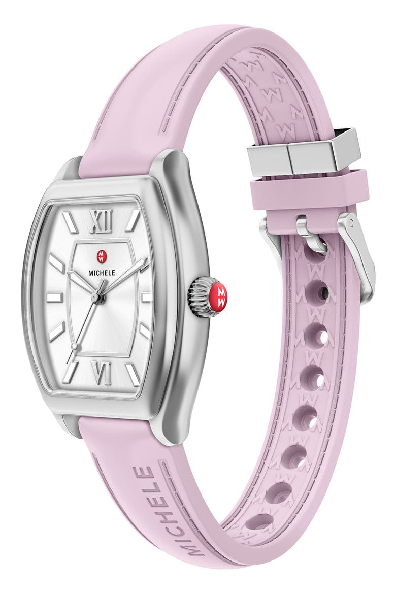 Relev  Sport Mid Silicone Strap Watch, 32mm, Alternate, color, PINK/ WHITE