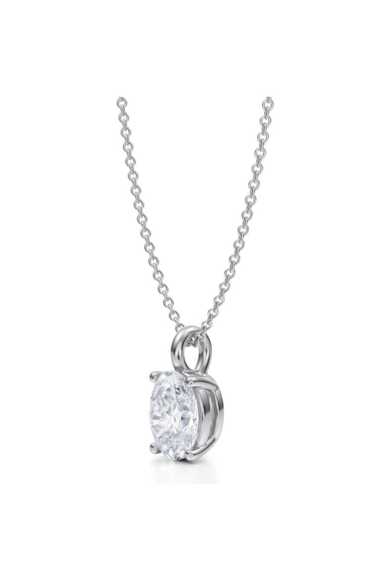 Oval Solitaire Lab Diamond Pendant Necklace 14K 1.50ct, Alternate, color, White Gold