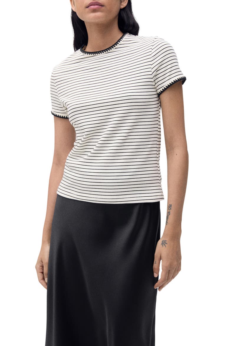 Contrast Stitch Trim T-Shirt, Main, color, OFF WHITE