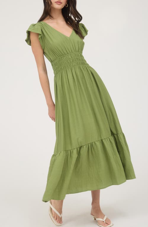 August Sky Flutter Sleeve Midi Dress