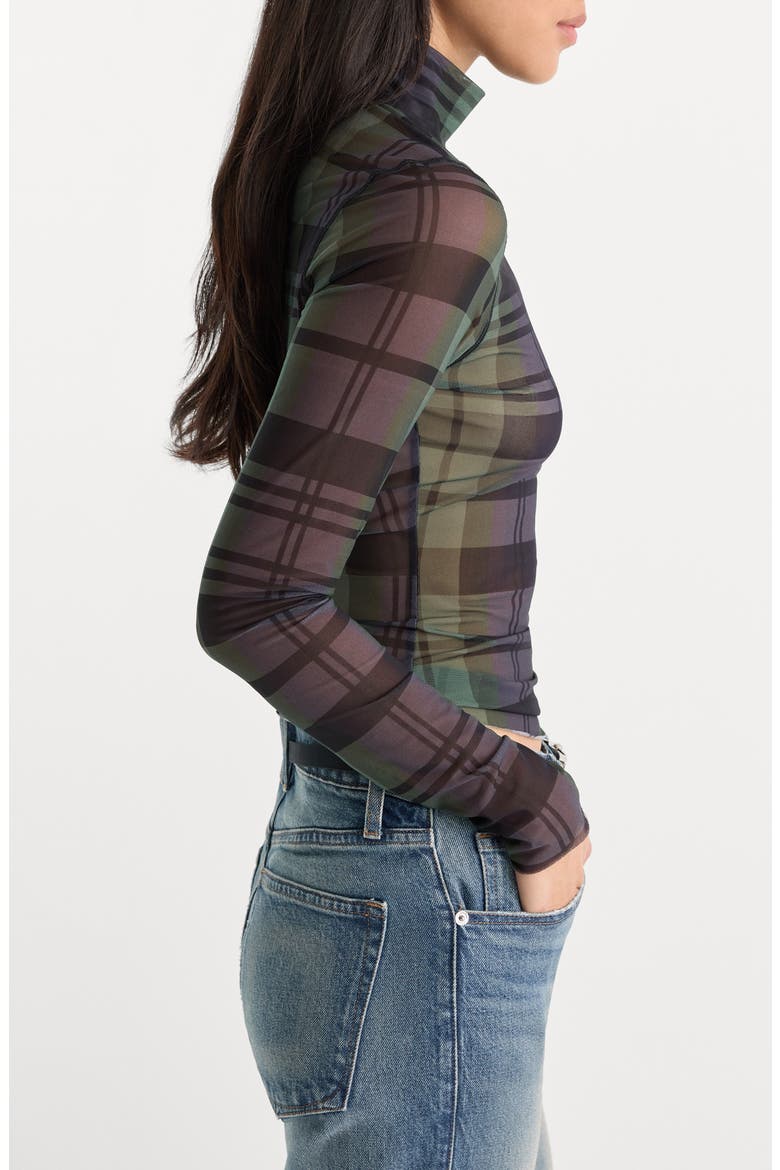 The Mesh Turtleneck, Alternate, color, NAVY AND GREEN PLAID
