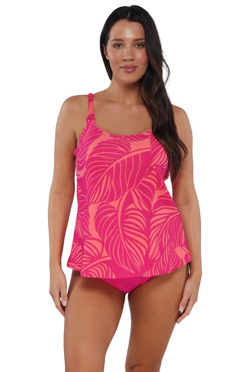 Sunsets Escape Jenna Tankini Swimsuit Top In Blushing Palms Sandbar Rib