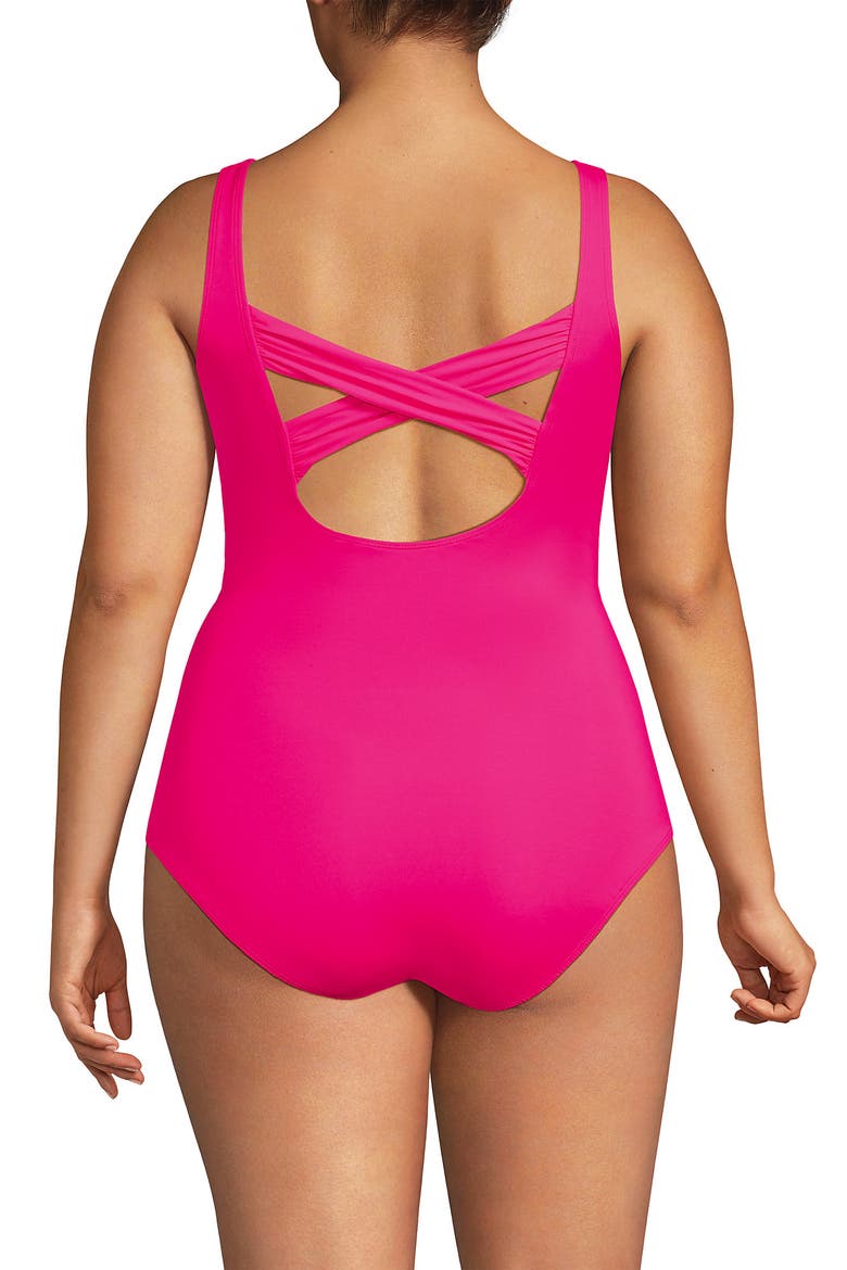 D-Cup Slender Carmela Tummy Control Chlorine Resistant Scoop Neck One Piece Swimsuit, Alternate, color, Riviera Rose Ombre