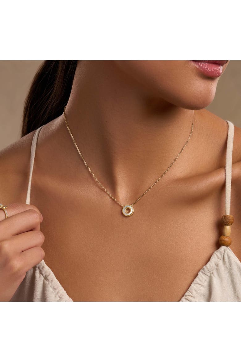Cherished Flow White Mother of Pearl Karma Circle Gold Necklace, Alternate, color, Gold