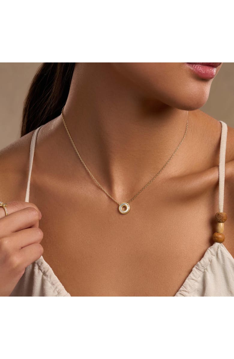 Karma and Luck Cherished Flow White Mother of Pearl Karma Circle Gold Necklace, Alternate, color, Gold