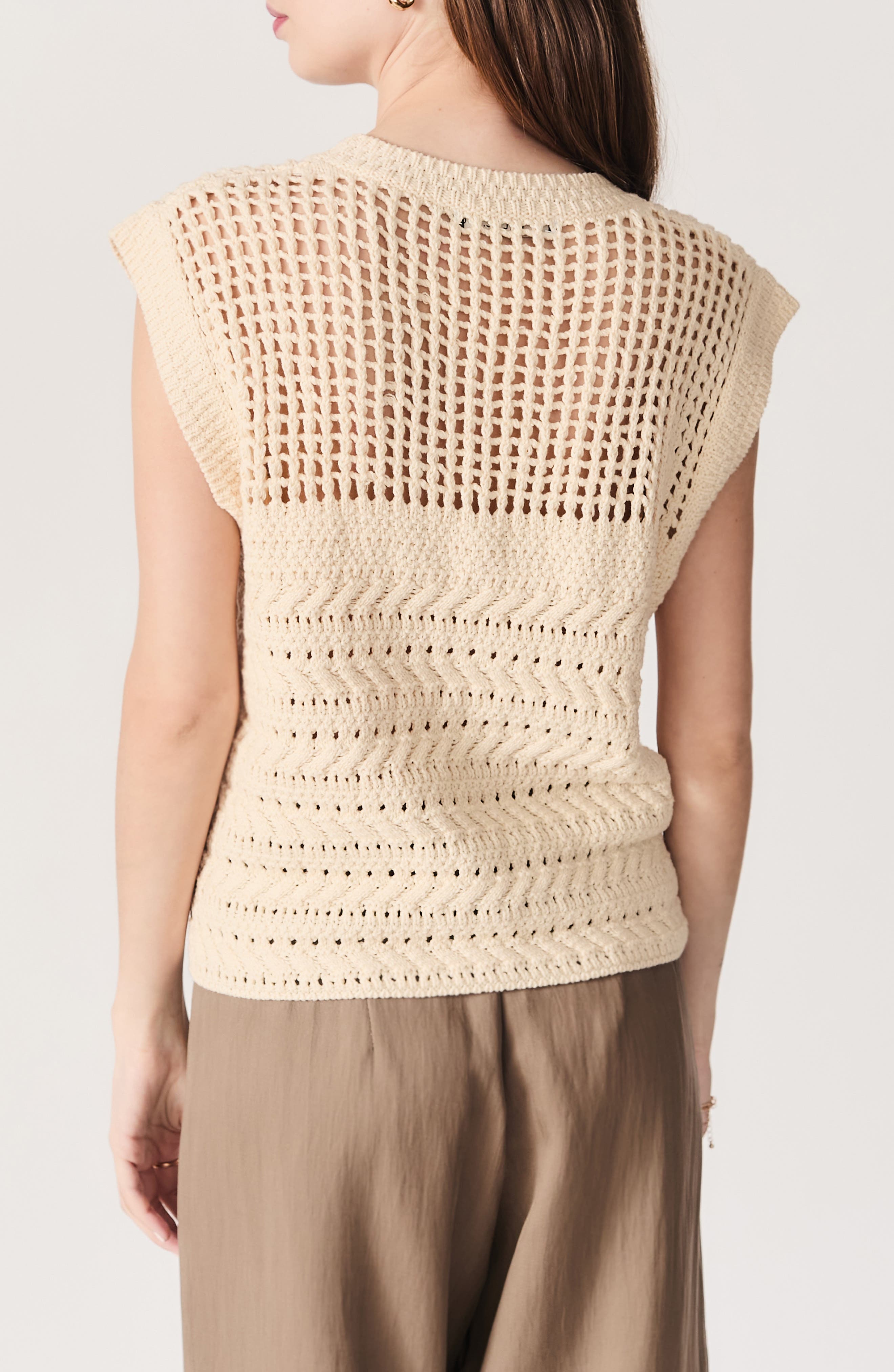Paulo Open Stitch Cap Sleeve Sweater - image 2