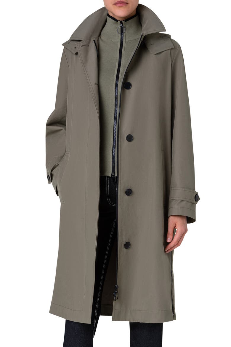 Cotton Blend Hooded Coat, Main, color, SAGE