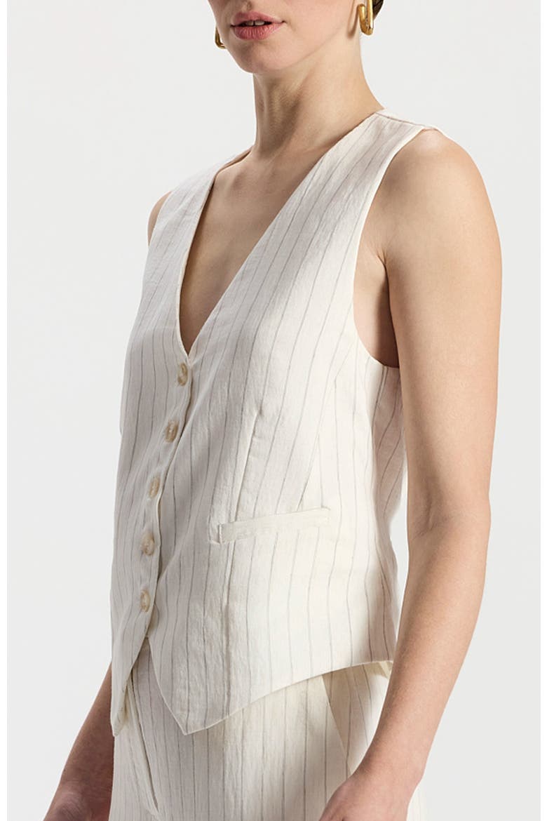 Liliana Tailored V-Neck Pinstripe Vest, Alternate, color, White With Gray Pinstripes