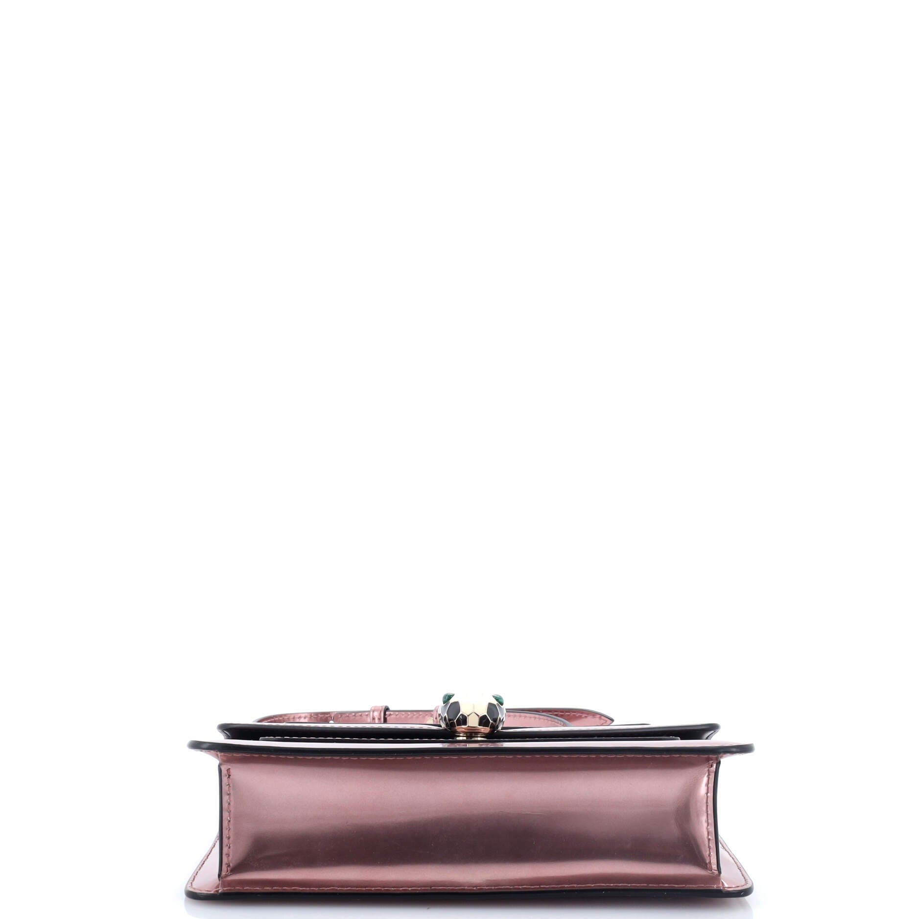 Serpenti Forever Shoulder Bag Metallic Leather Small, Alternate, color, Metallic Silver