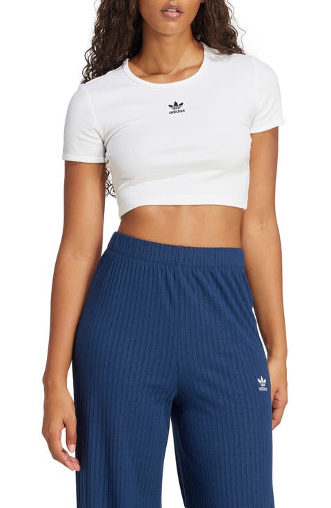 Essentials Trefoil Logo Crop Rib T-Shirt