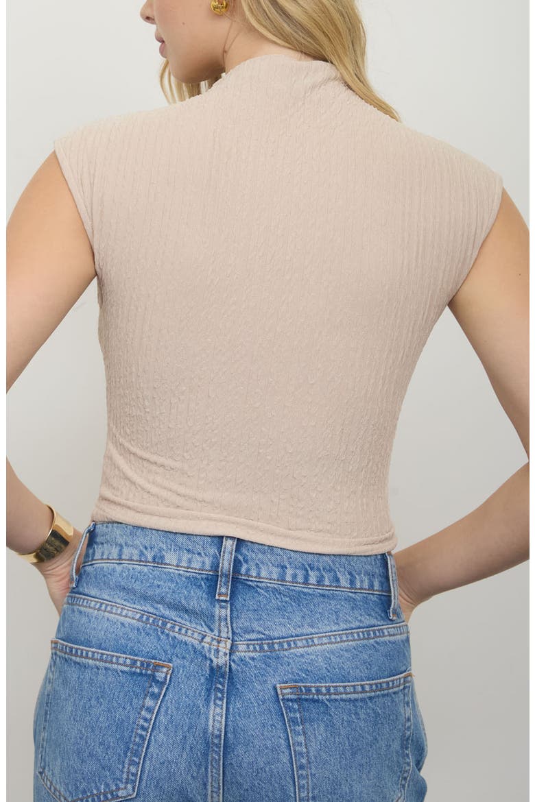 Mock Neck Handkerchief Hem Top, Alternate, color, LIGHT KHAKI