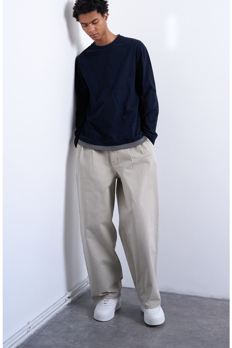 Super Baggy Twill Trousers, Alternate, color, STONE