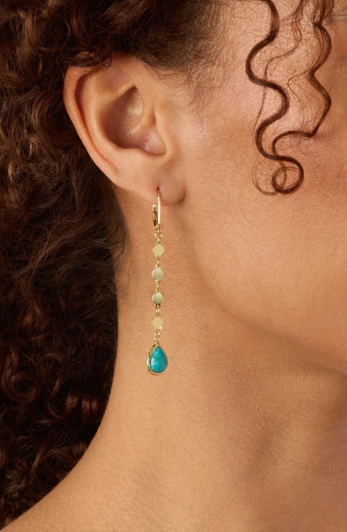 Athra Luxe Flat Disc Turquoise Drop Earrings In Multi