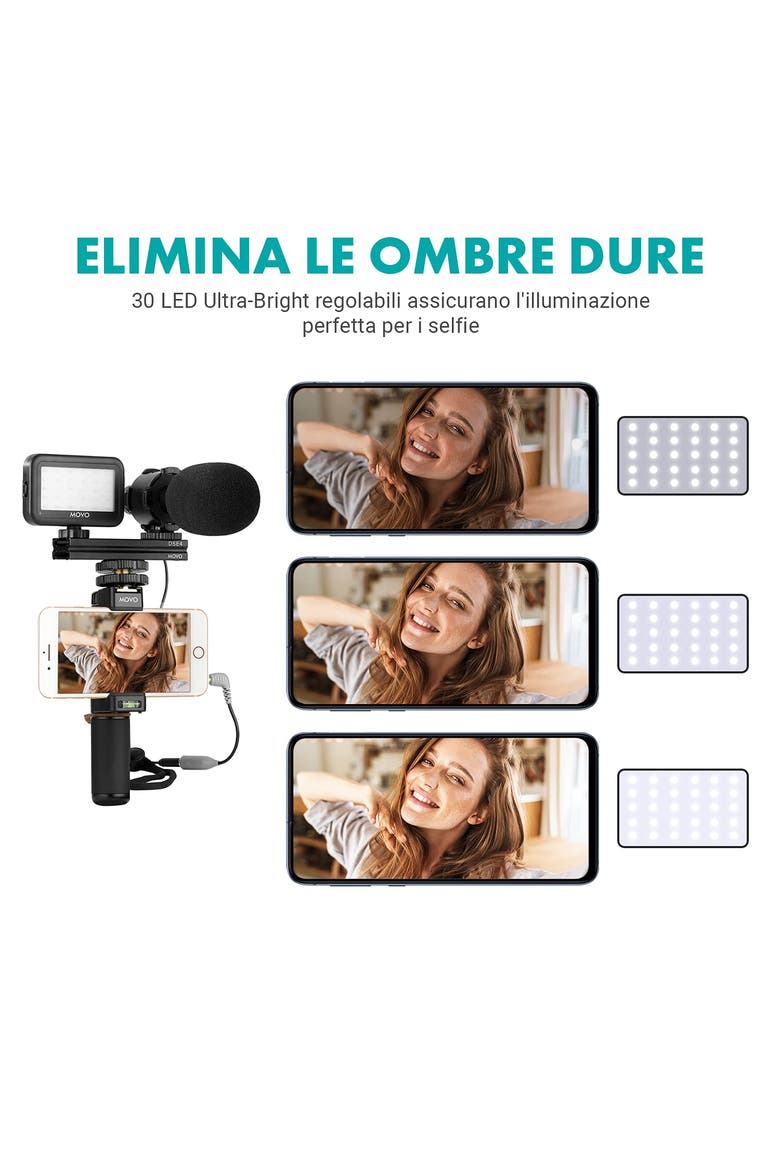 V7+ YouTube Starter Kit - Vlogging Kit for iPhone with Tripod, Grip, Stereo Microphone, LED Light and Remote, Alternate, color, Black