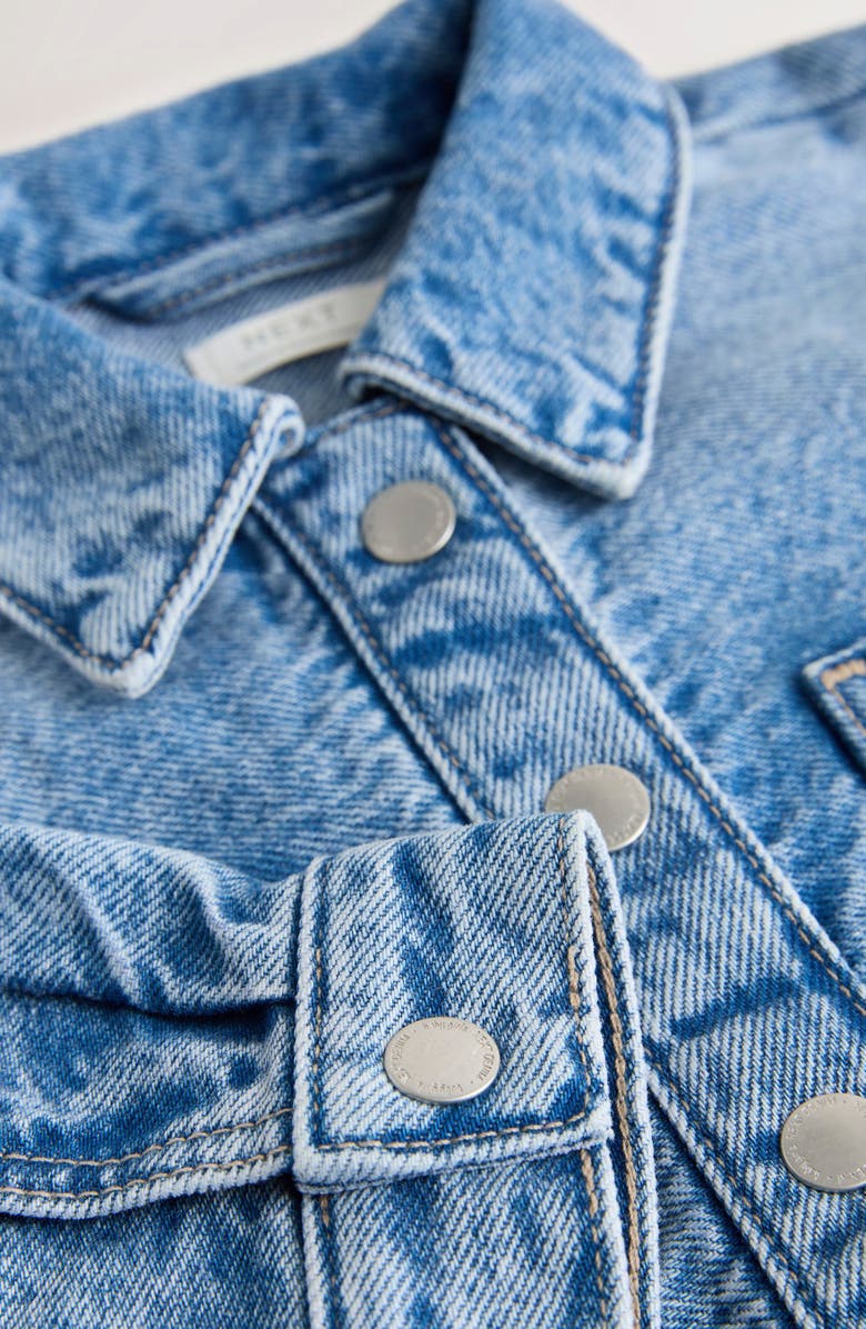 NEXT Kids' Embroidered Denim Jacket & Stripe Pants Set, Alternate, color, Blue