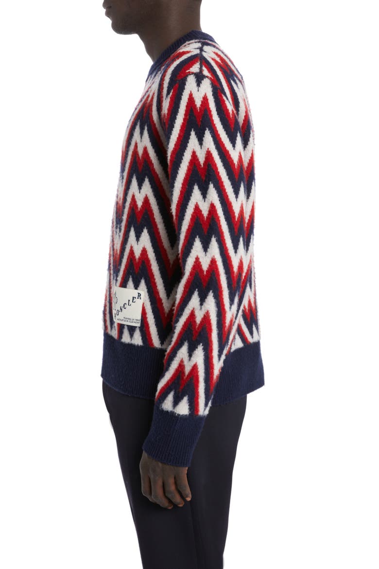 Zigzag Logo Jacquard Wool Sweater, Alternate, color, RED/ BLUE