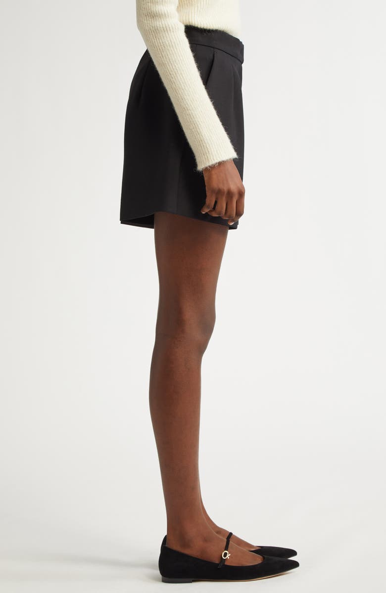Max Mara Zic Pleated Stretch Virgin Wool Shorts, Alternate, color,