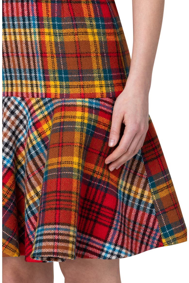Tartan Virgin Wool Flannel Dress, Alternate, color, RED-MULTI