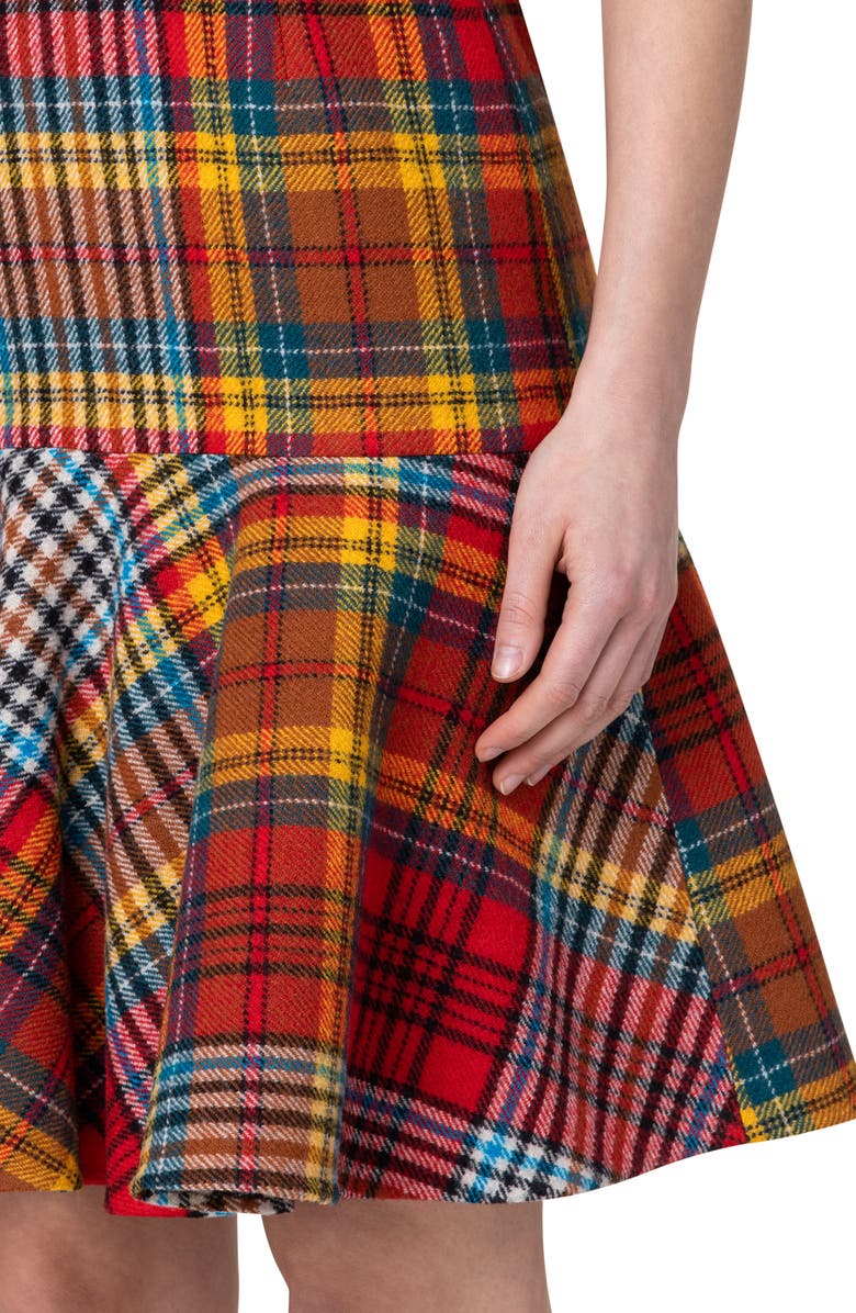 Akris punto Tartan Virgin Wool Flannel Dress, Alternate, color, 