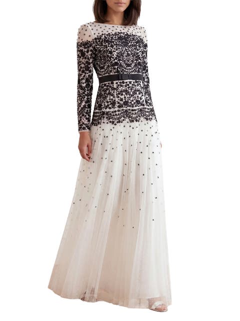 Gilded Lace Long Sleeve Maxi Gown