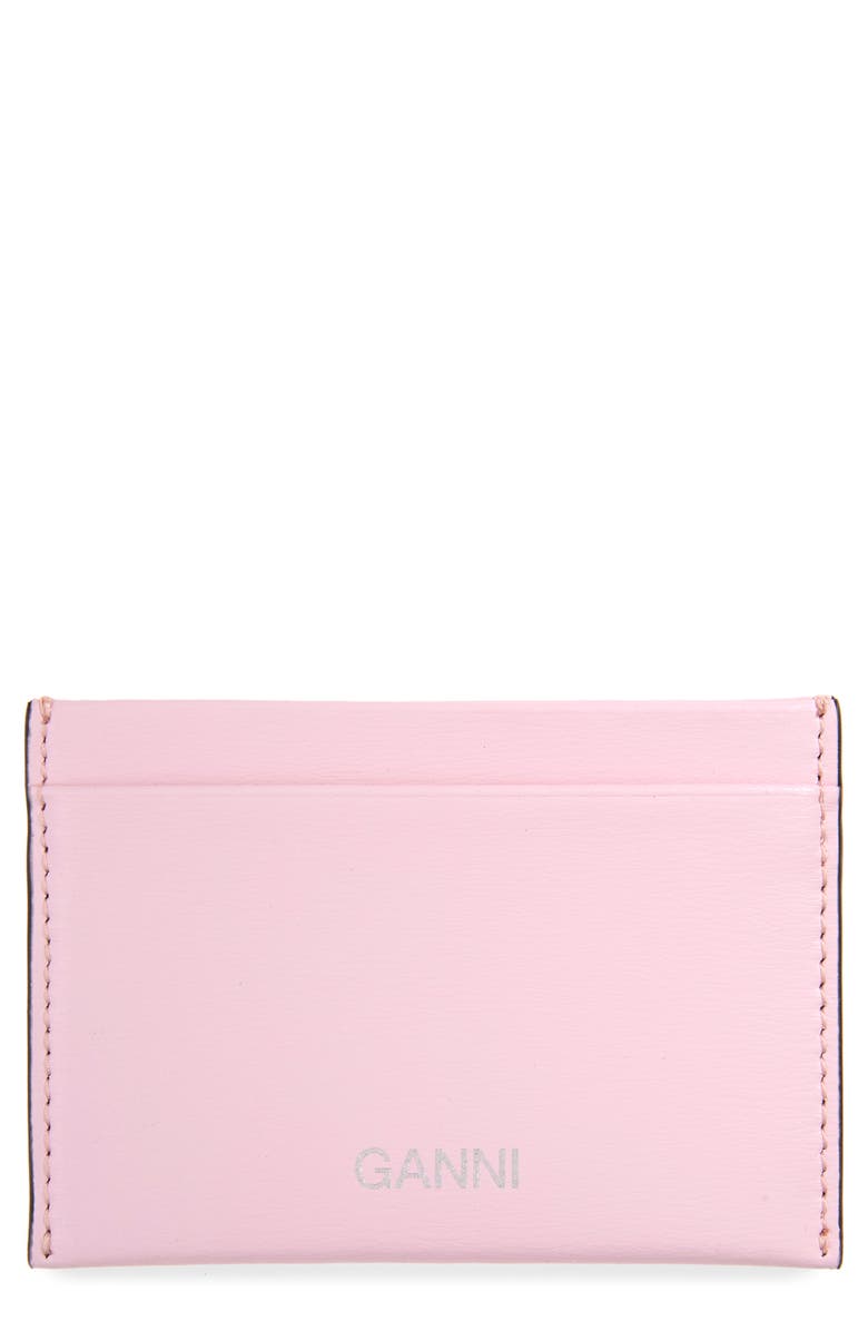 Ganni Leather Card Case, Main, color, 