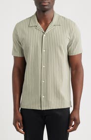 Vince Terra Stripe Cabana Terry Cloth Camp Shirt