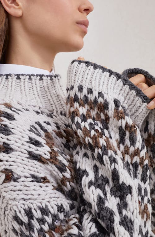 Brunello Cucinelli Sequin-embellished Patterned Sweater In Multi