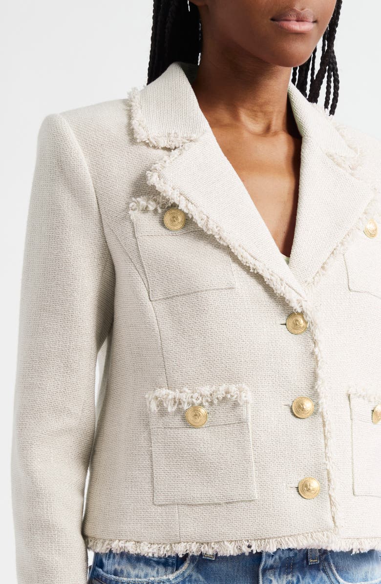 L'AGENCE Sylvia Metallic Blazer, Alternate, color, Ivory/ Light Gold