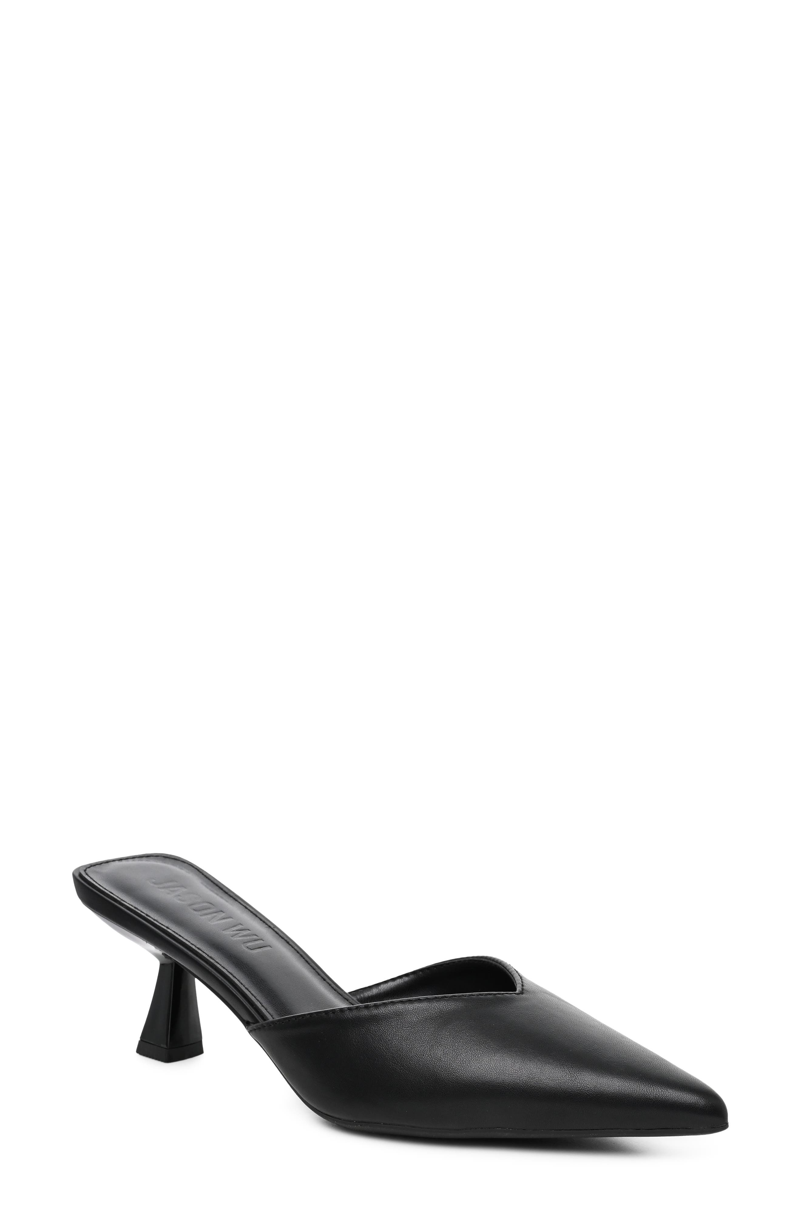 Pointed Toe Mule, Main, color, BLACK