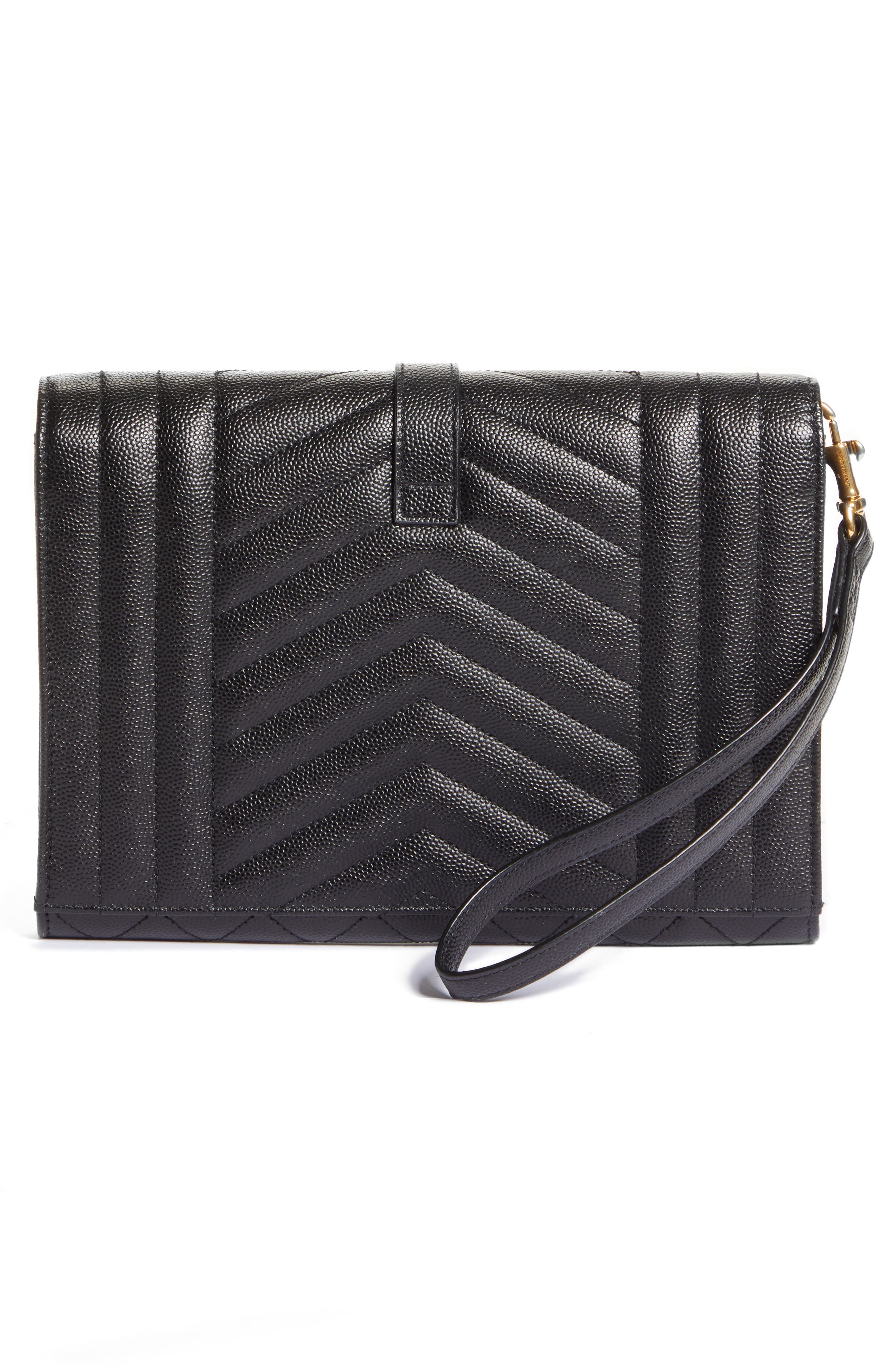 Saint Laurent Monogram Matelassé Leather Clutch, Alternate, color, 